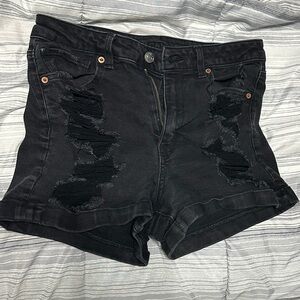 American Eagle Black Distressed Denim Shorts
